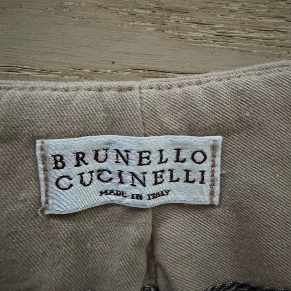 Brunello Cucinelli Tan Beige Nude Chino slit ankle Leg Trouser Pants US Size 8 - Picture 6 of 9